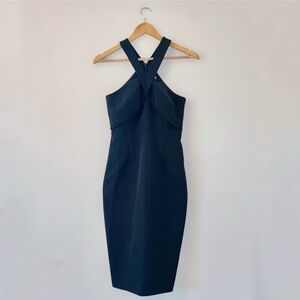 Vince Camuto Black Dress, Halter Sheath Short Casual Dress, Size 2